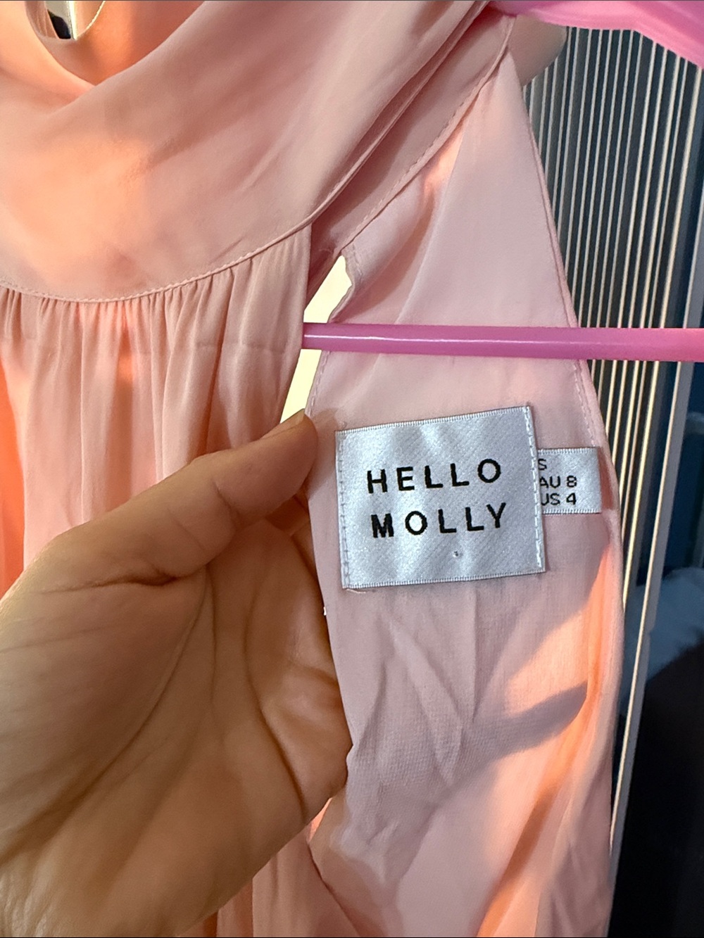 Hello Molly Halter Blush Midi Silky Dress peach color - Picture 6 of 8